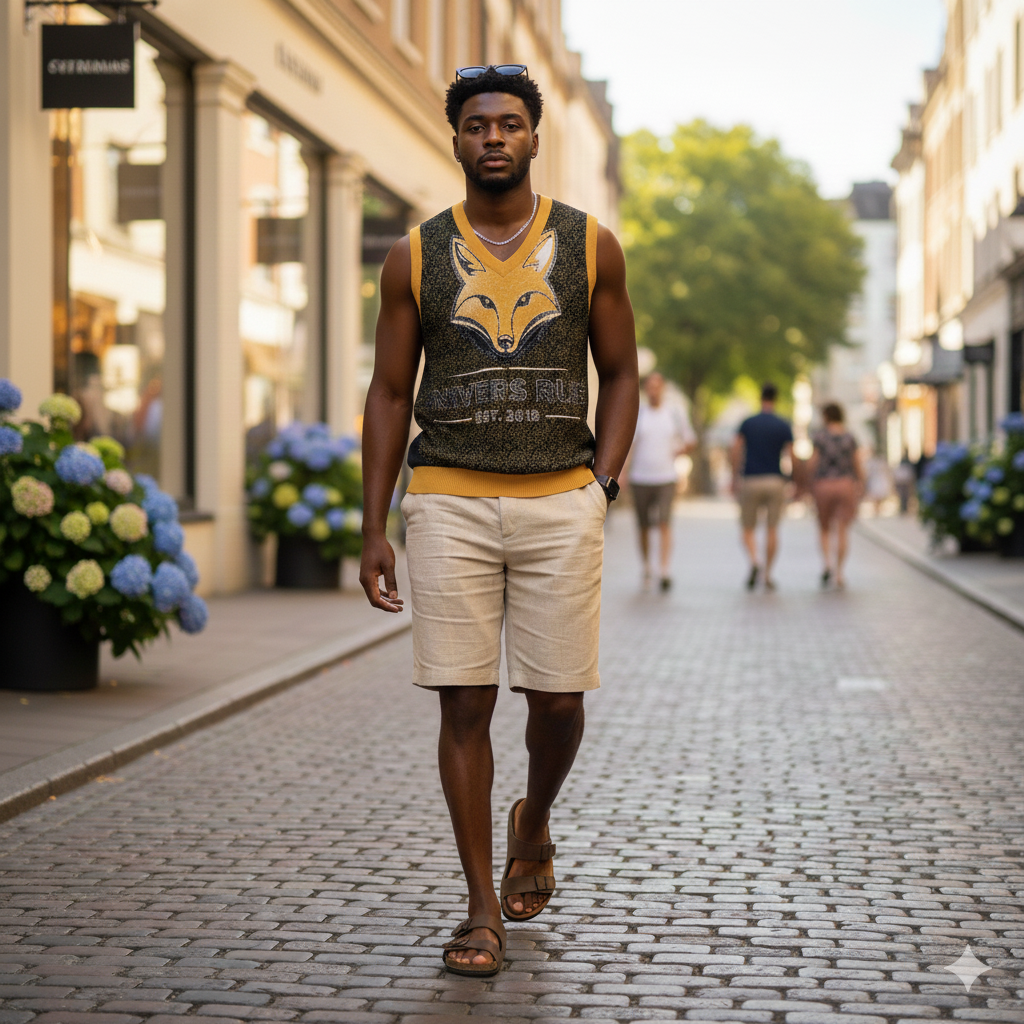 Pull en tricot col V sans manche