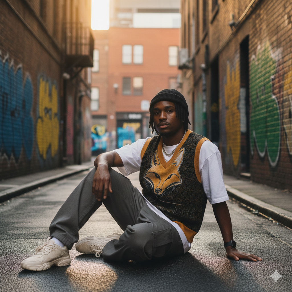 Pull en tricot col V sans manche